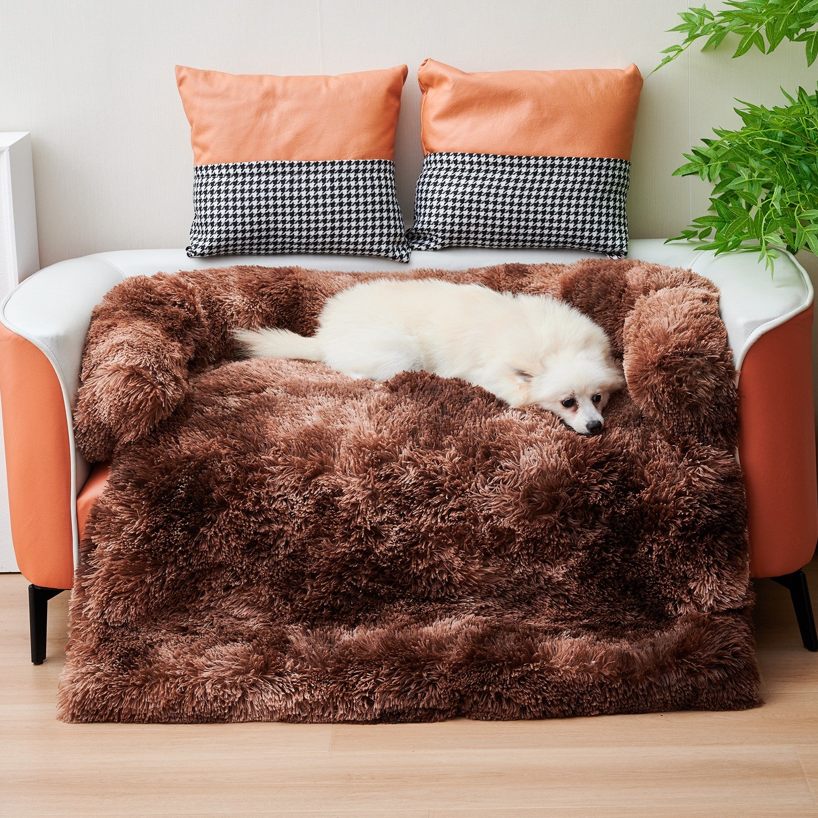 Flauschige Plüsch-Hundematte für Möbelschutz mit Reißverschluss