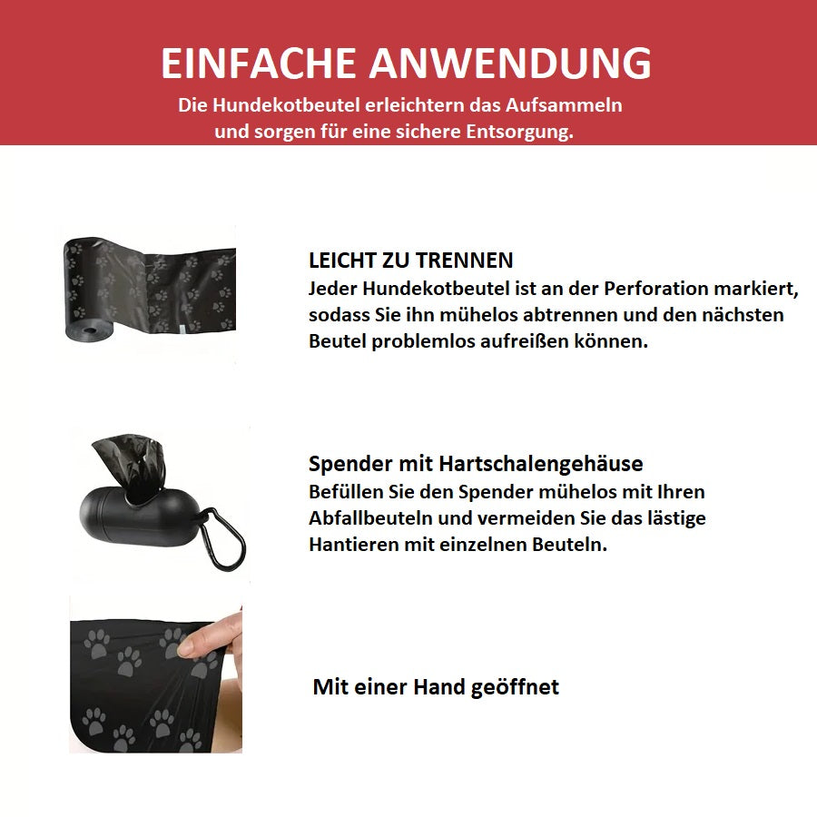 Hundekotbeutel mit Spender & Leinenclip – Sauber & praktisch für unterwegs! 🐶💩
