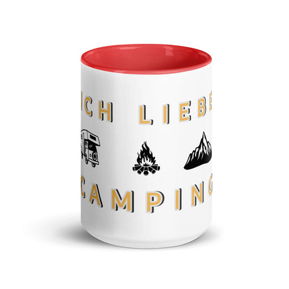 Ich Liebe Camping Tasse mit farbiger Innenseite