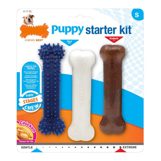 Beißring für Hunde Nylabone Extreme Chew Starter Kit Welpen Huhn Thermoplastischer Kunststoff (3 pcs)-0