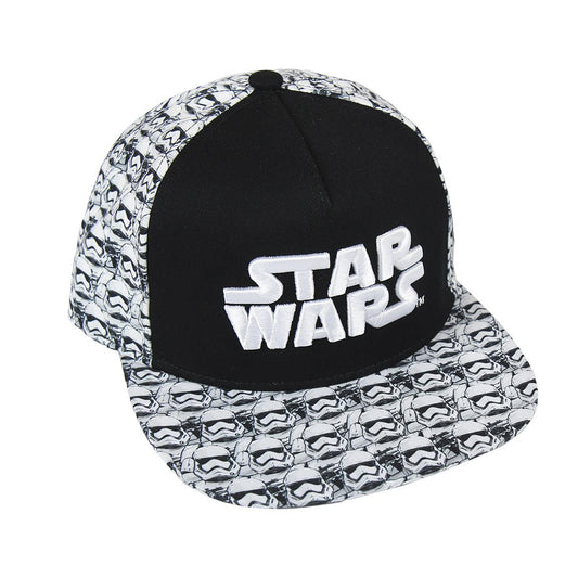 Kinder und Erwachsenen Kappe Schwarz Weiß mit großem 3D Schriftzug STAR WARS | Fashion Königin