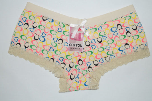 Creme Panty mit Herzchen Pants Kreise Schleife | Fashion Königin