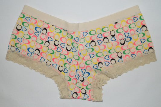 Creme Panty mit Herzchen Pants Kreise Schleife | Fashion Königin