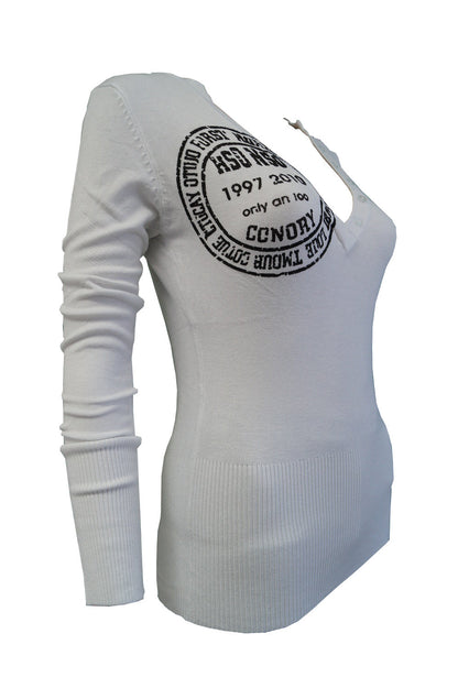 Weißer Pullover Langarm Schwarz Weis Braun Blau Grau Rot | Fashion Königin