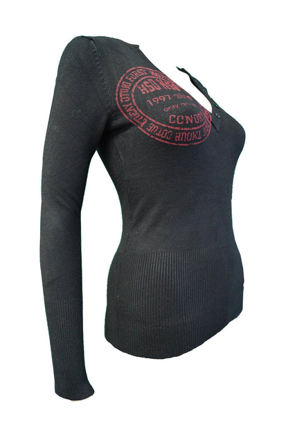 Schwarzer Pullover Langarm Schwarz Weis Braun Blau Grau Rot | Fashion Königin