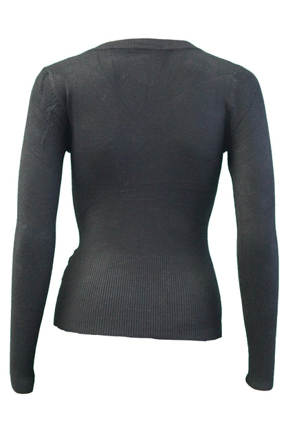 Schwarzer Pullover Langarm Schwarz Weis Braun Blau Grau Rot | Fashion Königin