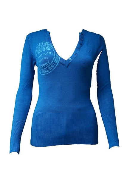 Blau Pullover Langarm Schwarz Weis Braun Blau Grau Rot | Fashion Königin
