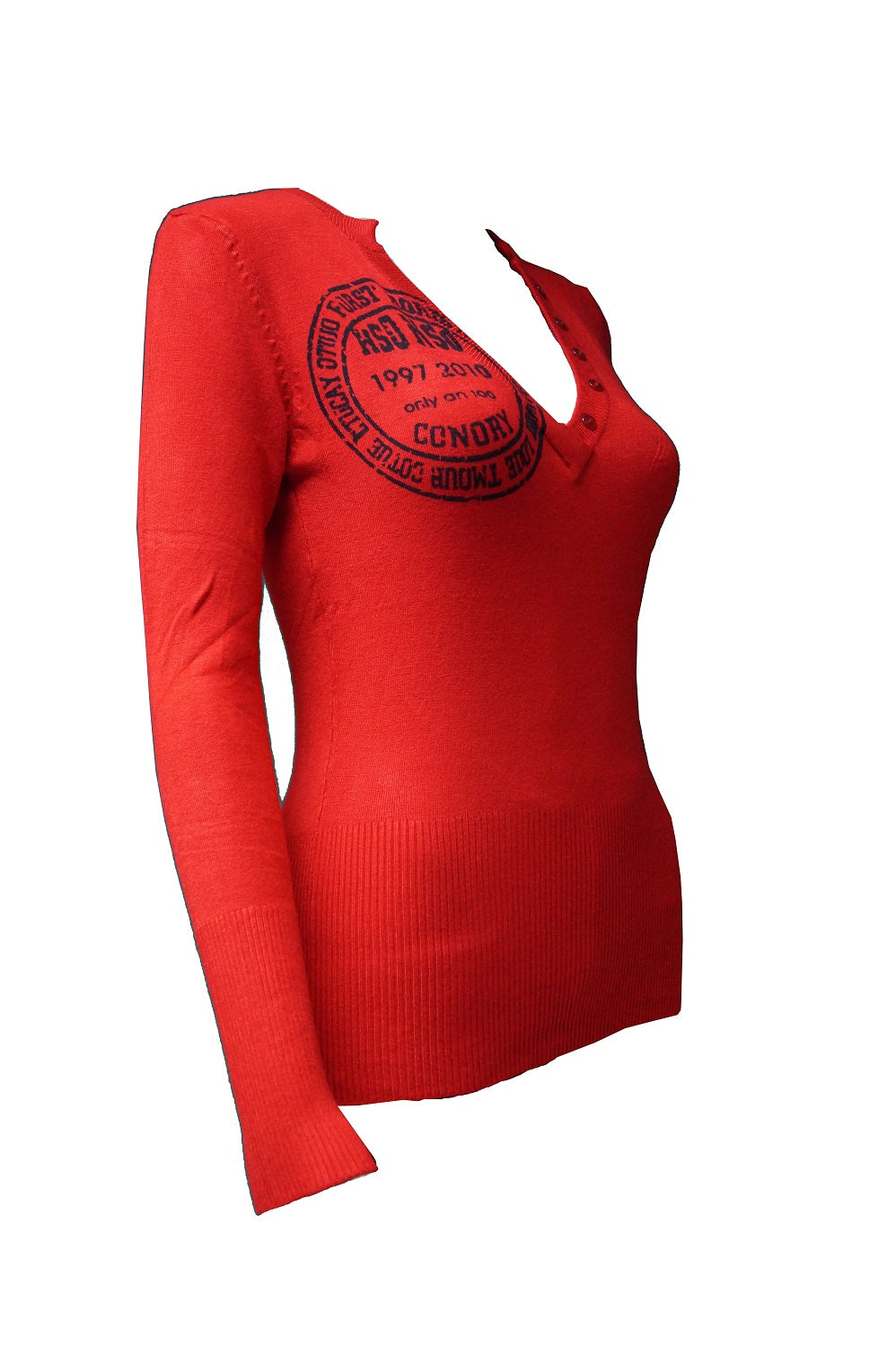 Rot Pullover Langarm Schwarz Weis Braun Blau Grau Rot | Fashion Königin
