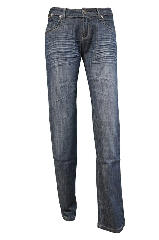 Sitzfalten Jeans Reißverschluss Knopf figurbetont Blau | Fashion Königin
