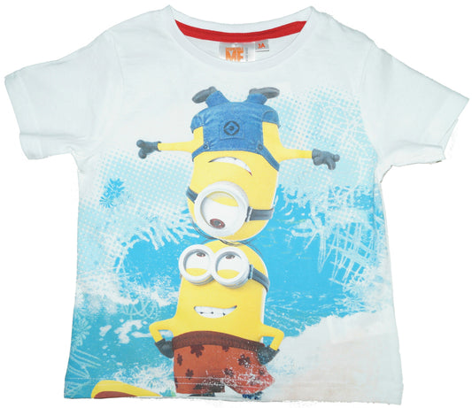 Kurzarmshirt für Jungen mit großem Minions Motiv Weiß | Fashion Königin