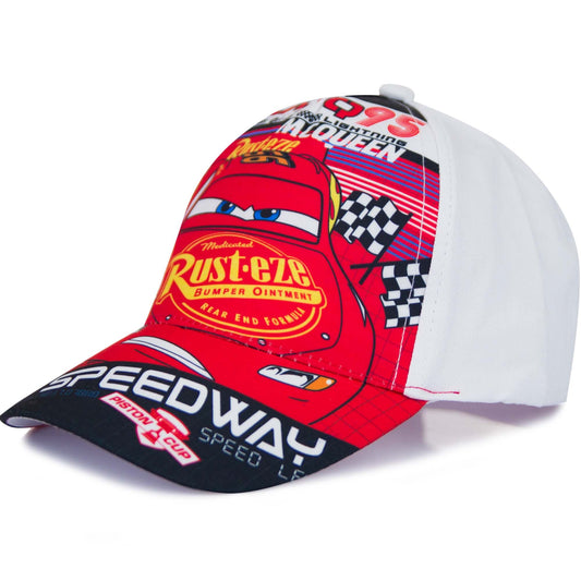 Kinder Kappe Weiß mit großem Disney Pixar Cars 95 McQueen Motiv  Fashion Königin
