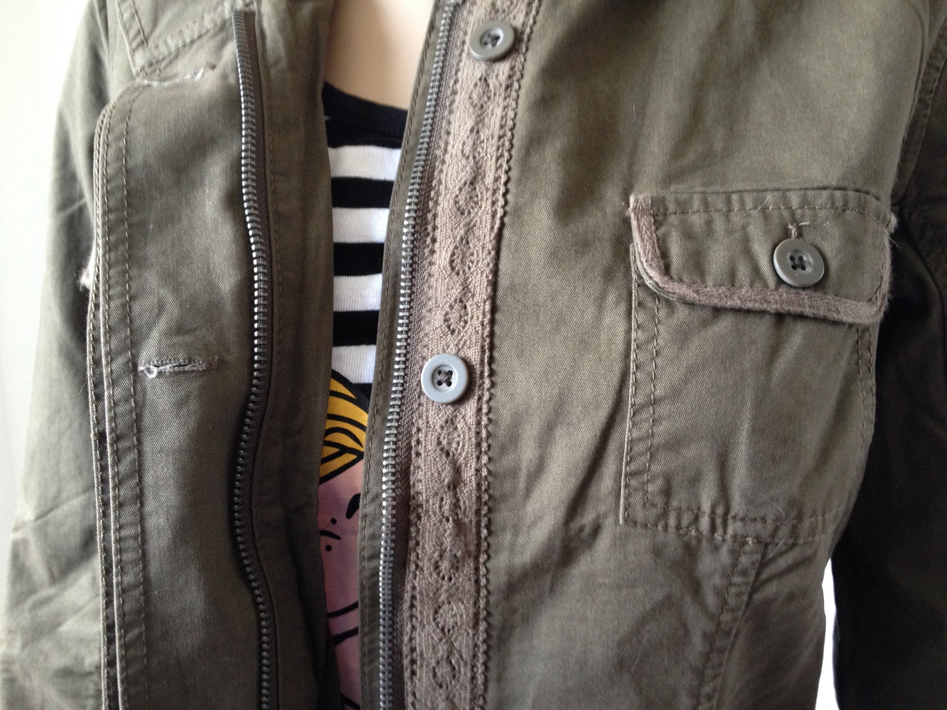 Blazer Modische Spitzenbordüre Oliv | Fashion Königin
