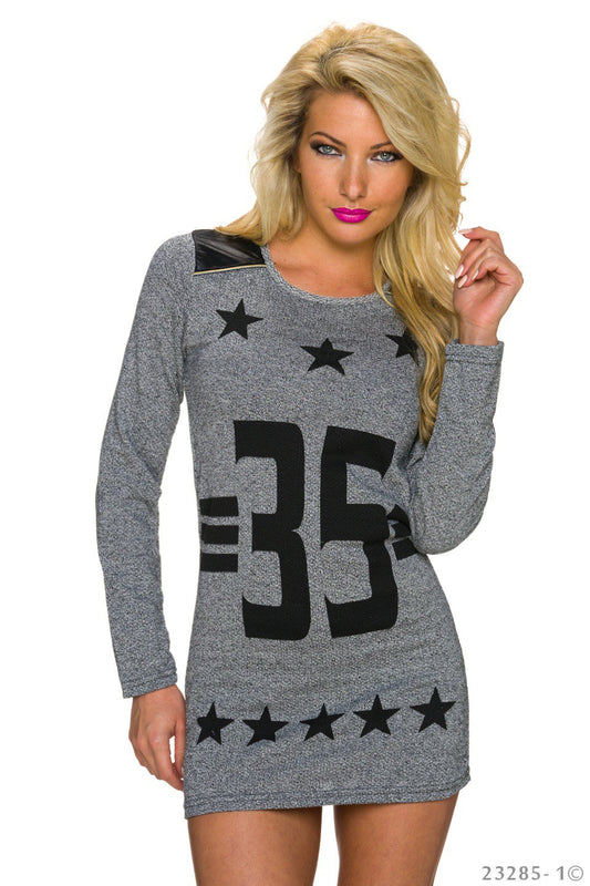 Pullover Longpullover Feinstrick Rundhals tailliert Grau | Fashion Königin