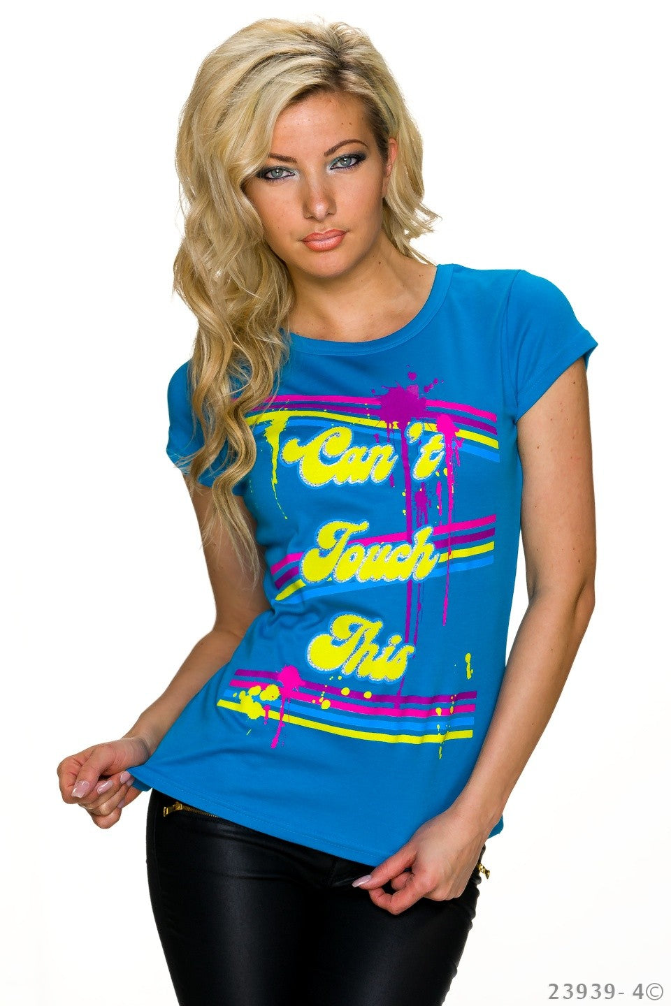 T-Shirt mit Can't Touch This Aufdruck Blau | Fashion Königin