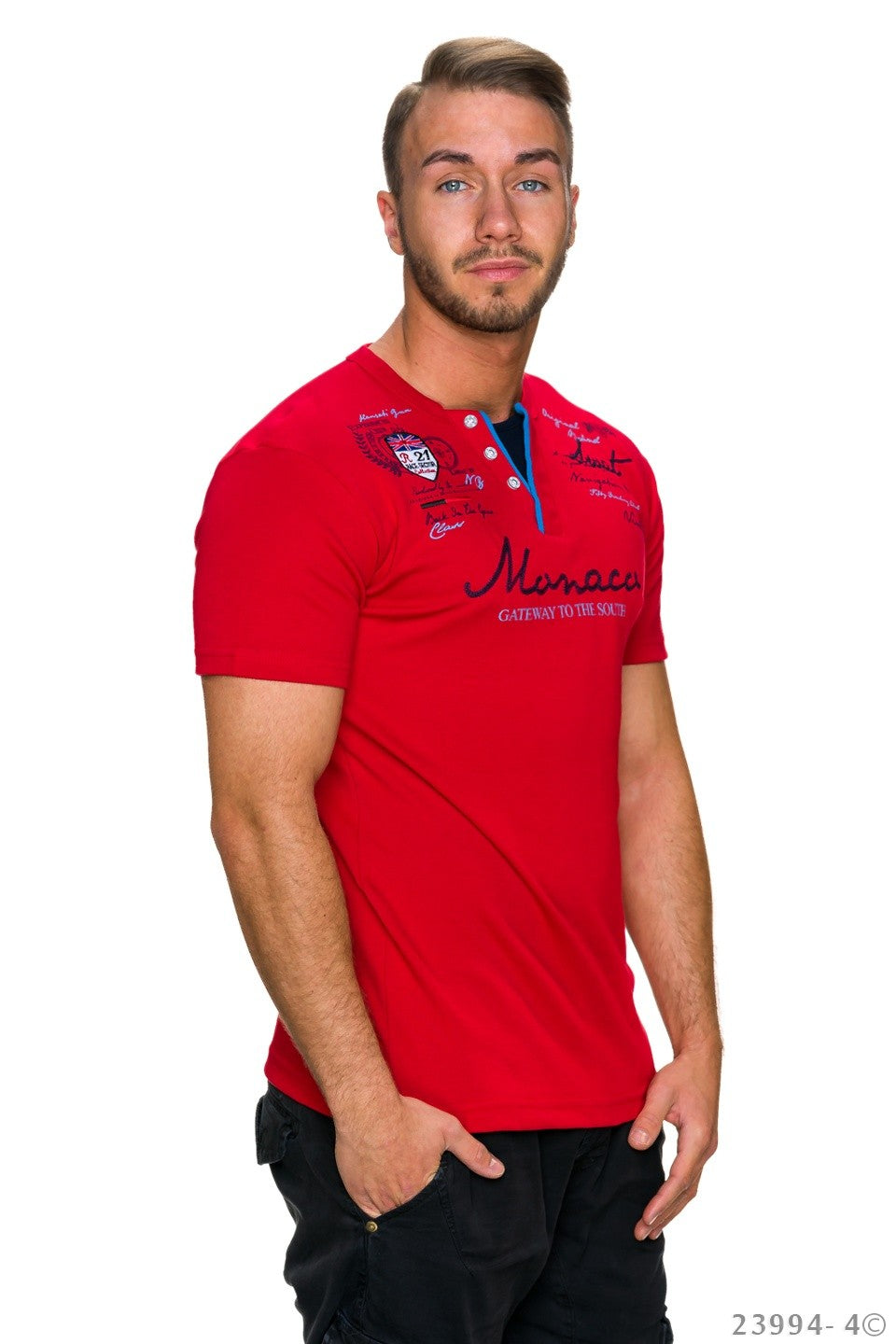 T-Shirt Henley Monaco Stickerei Shirt Hingucker | Fashion Königin