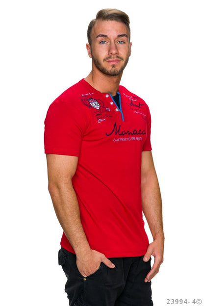 T-Shirt Henley Monaco Stickerei Shirt Hingucker | Fashion Königin