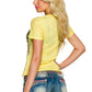 Gelb T-Shirt Aufdruck kurze Passform kurze Ärmel | Fashion Königin