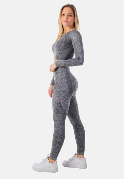 Crop Top Langarm Dynamic grau