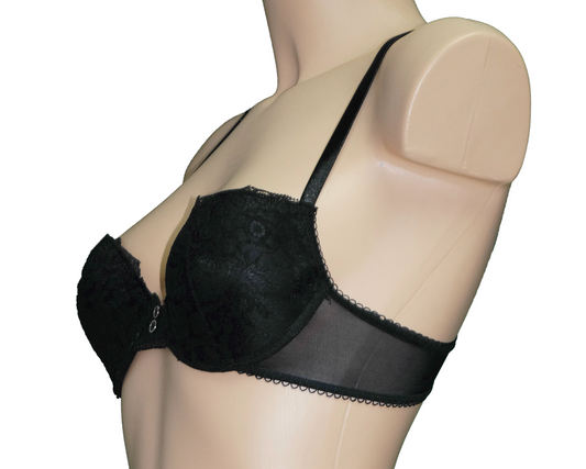 Schwarz Bügel Push-Up BH mit Spitze BH mit gefütterten Cups Spitze | Fashion Königin