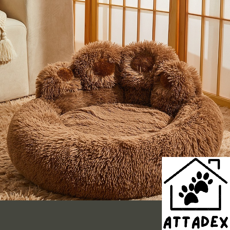 Warmes Hundebett Plüsch Schlafsofa für Winter Braun 3 | ATTADEX