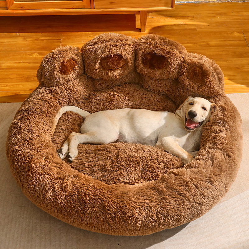 Warmes Hundebett Plüsch Schlafsofa für Winter Braun 1 | ATTADEX