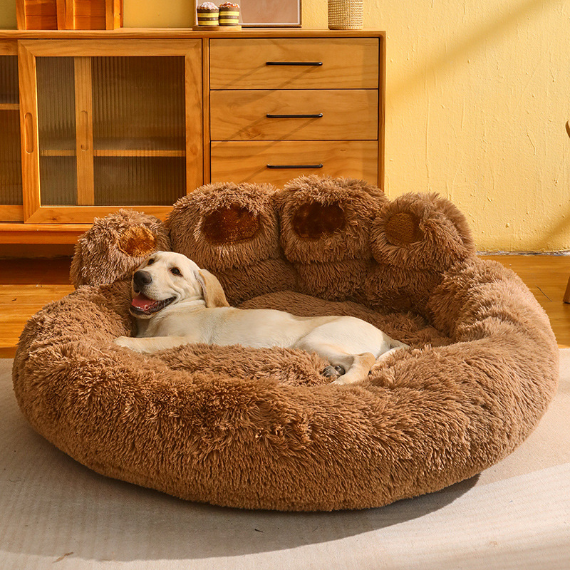 Warmes Hundebett Plüsch Schlafsofa für Winter Braun 2 | ATTADEX