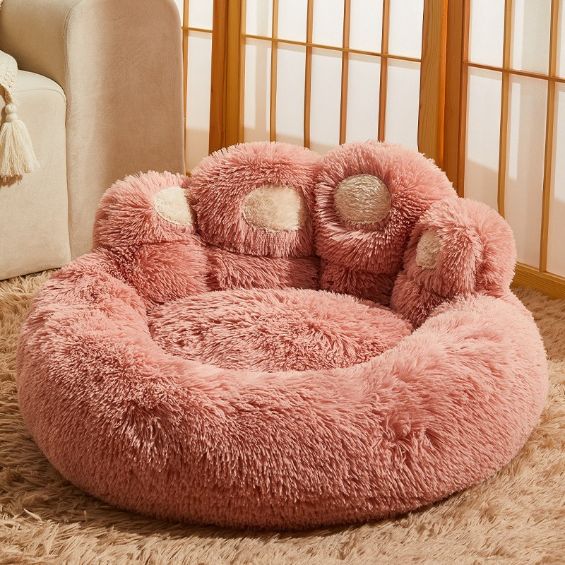 Warmes Hundebett Plüsch Schlafsofa für Winter Rosa | ATTADEX