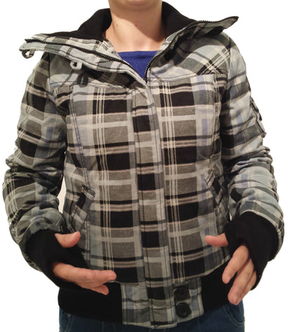 Aktuelle Winterjacke mit Daumenloch Blau Schwarz | Fashion Königin