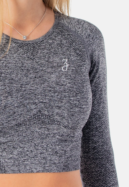 Crop Top Langarm Dynamic grau