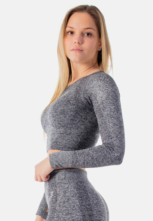 Crop Top Langarm Dynamic grau